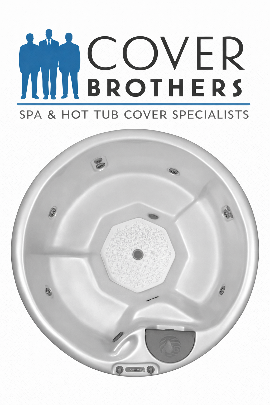 Beachcomber 320 round spa cover replacement by The Cover Brothers – premium custom hot tub cover with high-density insulation and durable weather-resistant materials